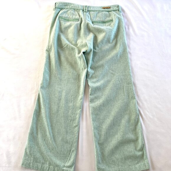 Pilcro green linen pants Womens 8 wide leg mid rise spring embroidered casual - Picture 9 of 14